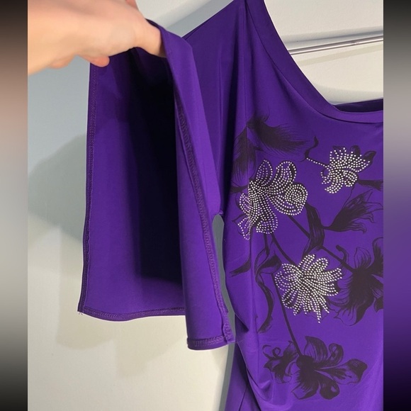 Solar - Womens Dressy Purple Rhinestone top - Picture 4 of 11